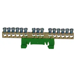 Клема Schrack Technik заземителна неизолирана 63 A, 15 гнезда Клема Schrack Technik заземителна неизолирана 63 A, 15 гнезда