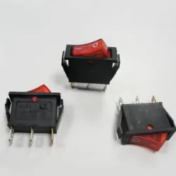 Ключ за електроуреди клавишен с 2 позиции и 3 извода скрит монтаж, 15 A, червен/черен Ключ за електроуреди клавишен с 2 позиции и 3 извода скрит монтаж, 15 A, червен/черен