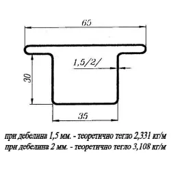 Профил Omega електрозаварен прозоречен с 2 пера 35 x 35 x 65 x 2.0 мм, 6 м, ГВ, ZP2
