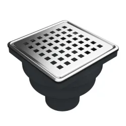 Сифон Akvo подов с долно оттичане пластмасов, с воден затвор 100х100 мм, ф 50 мм, квадратна решетка, 3000-50-A