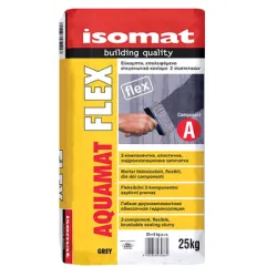 Шлам Isomat хидроизолационен еластичен, двукомпонентен 25 + 8 кг, сив, Aquamat Flex