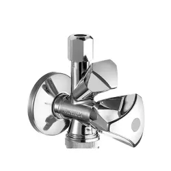 Кран Schell кеклов метален ъглов 1/2 х 3/8 х 3/4, резба М <> резба М