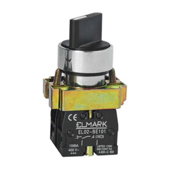 Превключвател Elmark пуск-стоп със задържане 6 A, 400 V, 1 NO, черен, EL2-BD 21