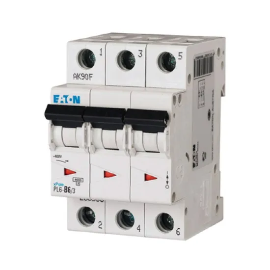 Прекъсвач Eaton автоматичен триполюсен за DIN шина 32 A, 400 V, 6 kA, крива C, 3P, PL6-C32/3