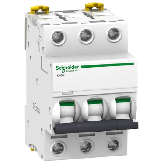 Прекъсвач Schneider Electric автоматичен триполюсен за DIN шина 32 A, 400 V, 6 kA, крива B, 3P, Acti 9 iC60