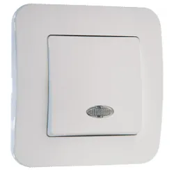 Ключ Makel електрически интериорен със светлинна индикация скрит монтаж, сх. 1, 10 A, бял, Lillium Natural