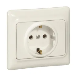 Контакт Legrand интериорен единичен скрит монтаж, 16 A, 2P+E, 20 IP, крем, Kaptika Контакт Legrand интериорен единичен скрит монтаж, 16 A, 2P+E, 20 IP, крем, Kaptika
