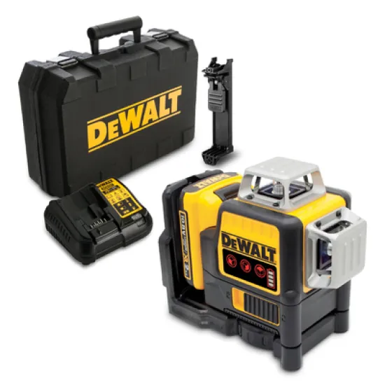 Нивелир DeWALT лазерен линеен с 3 лъча 30 м, 0.3 мм/м, DCE089D1R