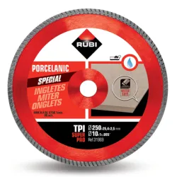 Диск Rubi диамантен за мокро рязане на керамични плочки 250x25.4x2.5 мм, 7.5 мм, TPI Super Pro Диск Rubi диамантен за мокро рязане на керамични плочки 250x25.4x2.5 мм, 7.5 мм, TPI Super Pro