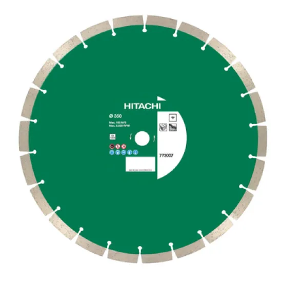Диск HiKOKI - Hitachi диамантен за сухо и мокро рязане на бетон, тухли и керемиди 350x25.4x2.3 мм, 15 мм