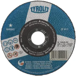 Диск Tyrolit карбофлексен за рязане на метал и неръждаема стомана 178х22.2х3 мм, A30Q-BF, Basic* 2in1 Диск Tyrolit карбофлексен за рязане на метал и неръждаема стомана 178х22.2х3 мм, A30Q-BF, Basic* 2in1
