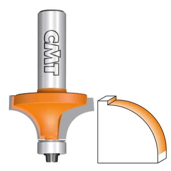 Фрезер CMT за дърво профилен за изпъкнал заоблен профил, с лагер ф 63.5х33.3/77 мм, ф 12 мм, R 25.4 мм, 7/8/938