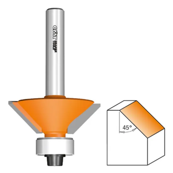 Фрезер CMT за дърво профилен за скосяване, с лагер ф 31.7х9.5/53 мм, ф 8 мм, 45 °, 7/8/936
