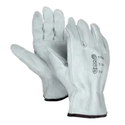 Ръкавици Eurotechnique докерски от телешки велур размер 10, бели, 1100