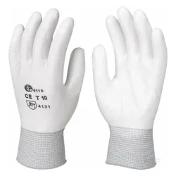 Ръкавици Eurotechnique топени в полиуретан полиестерни размер 9, бели, 6109