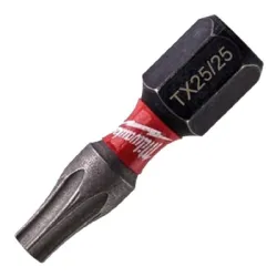 Накрайник бит Milwaukee TX Torx торсионен  TX 25, 1/4, 25 мм, Shockwave Impact Duty Накрайник бит Milwaukee TX Torx торсионен  TX 25, 1/4, 25 мм, Shockwave Impact Duty