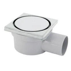 Сифон Sukar Drain подов със странично оттичане пластмасов, с клапа 100х100 мм, ф 50 мм, квадратна решетка