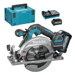 Акумулаторен ръчен циркуляр Makita с 2 батерии и зарядно, 40 V, 2.5 Ah, 165 мм, 5200 об./мин, HS012GD201 Акумулаторен ръчен циркуляр Makita с 2 батерии и зарядно, 40 V, 2.5 Ah, 165 мм, 5200 об./мин, HS012GD201