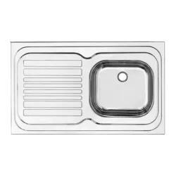 Мивка Chrom иноксова с борд с 1 корито и ляв отцедник ф 52 мм, 1000x600x160 мм