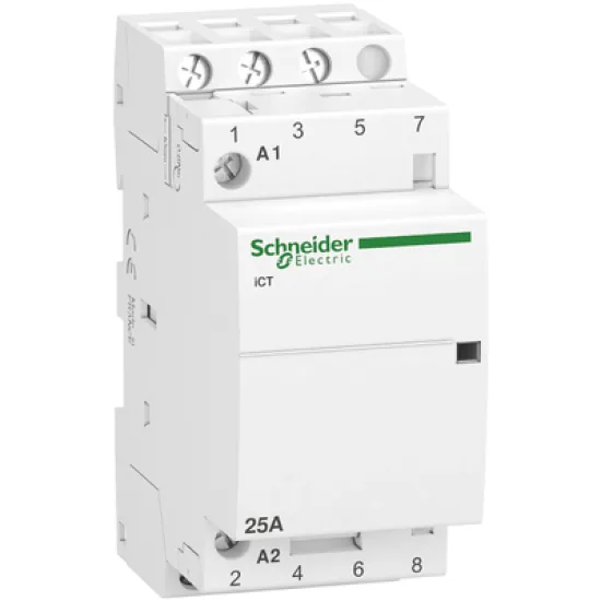 Контактор Schneider Electric модулен автоматичен  3P, 3 NO, 230 V, 25 A, Acti 9 iCT