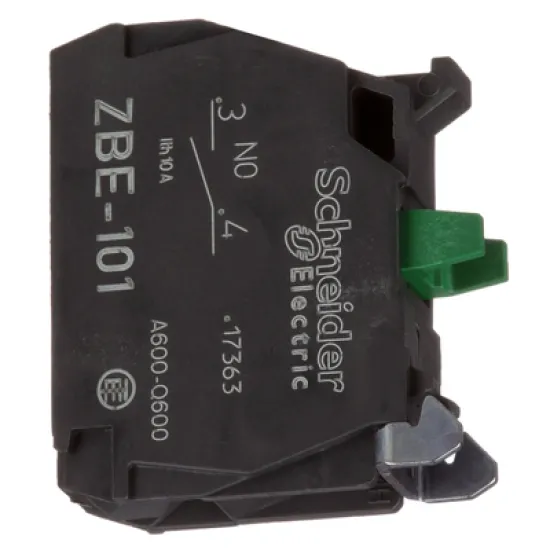 Елемент Schneider Electric контактен за команден бутон 3 A, 240 V, 1 NO, зелен, ZBE