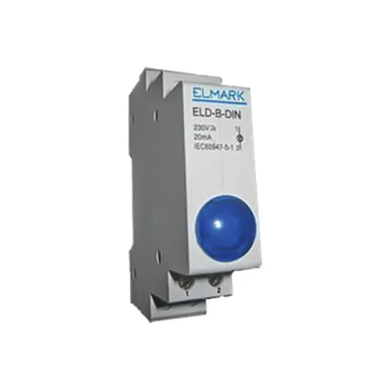 Индикатор Elmark светодиоден за DIN шина 10 A, 230 V, син, ELD-B-DIN