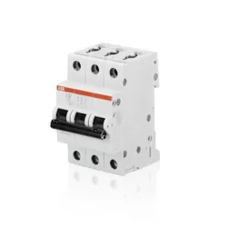 Прекъсвач ABB автоматичен триполюсен за DIN шина 63 A, 400 V, 6 kA, крива C, 3P, SH203-C63 Прекъсвач ABB автоматичен триполюсен за DIN шина 63 A, 400 V, 6 kA, крива C, 3P, SH203-C63