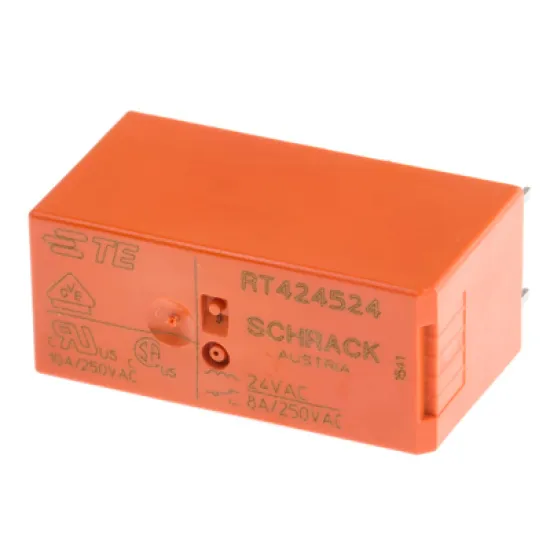 Реле Schrack Technik миниатюрно за печатни платки 8 A, 2 C/O, AC, 24 V, RT424524