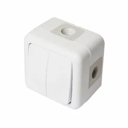 Ключ Atra електрически противовлажен сериен открит монтаж, сх. 5, 10 A, бял