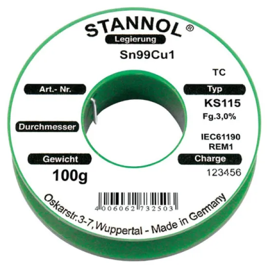 Тинол Stannol на ролка  0.5 мм, 0.1 кг, KS115