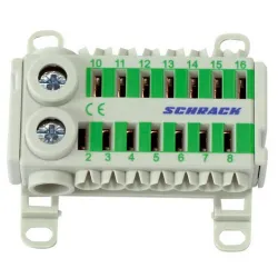 Блок Schrack Technik клемен разпределителен 2х25/14х4 мм2, зелен, 80 A Блок Schrack Technik клемен разпределителен 2х25/14х4 мм2, зелен, 80 A