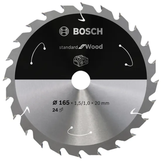 Диск Bosch карбиден за рязане на дърво 165х20х1.5 мм, 24 z, Standard for Wood