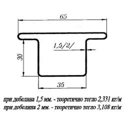 Профил Omega електрозаварен прозоречен с 2 пера 35 x 35 x 70 x 1.5 мм, 6 м, ГВ, ZP2