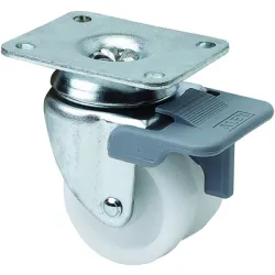 Колело Alex мебелно завиващо с планка и спирачка полипропиленово 50 мм, 90 кг, I-White BP 1-0390