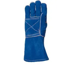 Ръкавици Eurotechnique за заварчици от телешки велур топлозащитни с подплата размер 10, 150 мм, сини, 2636