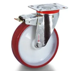 Колело Tellure Rota промишлено завиващо с планка INOX и ролков лагер полиамидно с полиуретанов бандаж 125 мм, 220 кг, Series 60