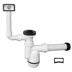Сифон Emko за мивка PVC с преливник и твърда връзка ф 40x62 мм