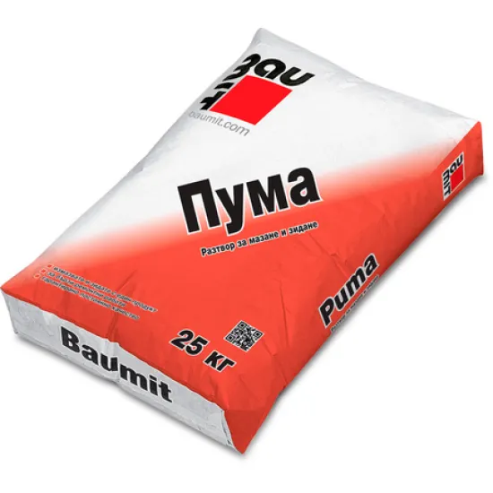 Разтвор Baumit за зидария 25 кг, сив, Puma Разтвор Baumit за зидария 25 кг, сив, Puma