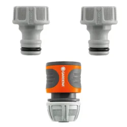 Съединител Gardena за маркуч с бърза връзка пластмасов с две приставки 1/2 и 5/8 Съединител Gardena за маркуч с бърза връзка пластмасов с две приставки 1/2 и 5/8