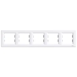 Рамка Schneider Electric декоративна за ключове и контакти 5 модула, бяла, Asfora Рамка Schneider Electric декоративна за ключове и контакти 5 модула, бяла, Asfora
