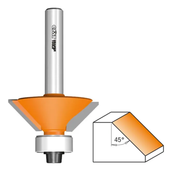 Фрезер CMT за дърво профилен за скосяване, с лагер ф 45х18/60.2 мм, ф 8 мм, 45 °, 7/8/936