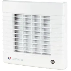 Вентилатор Vents за стенен монтаж квадратен с автоматична клапа и таймер 18 W, 98 м3/ч, 165х165х92 мм, ф 100 мм, бял, MAT 100