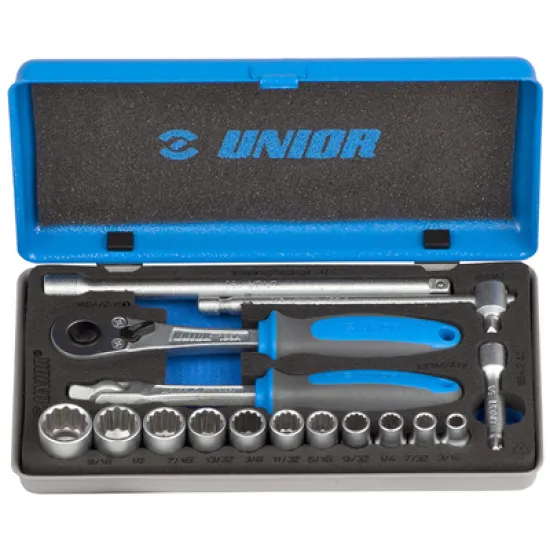 Гедоре комплект Unior  вложки с тресчотка 16 бр., 3/6 - 9/16 х 1/4, 188BI12P16INCH