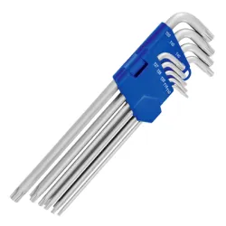 Ключ Heytec Г-образен Torx комплект TX10 - TX50 мм, 9 бр. Ключ Heytec Г-образен Torx комплект TX10 - TX50 мм, 9 бр.