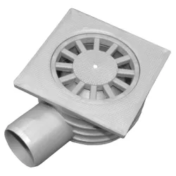 Сифон Emko подов със странично оттичане пластмасов, с воден затвор 120х120 мм, ф 50 мм, квадратна решетка