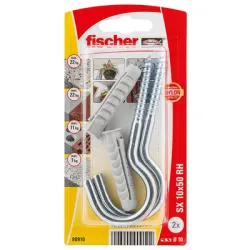 Дюбел Fischer пластмасов многоцелеви комплект с отворена кука, 2 бр./блистер ф 10x50 мм, SX RH Дюбел Fischer пластмасов многоцелеви комплект с отворена кука, 2 бр./блистер ф 10x50 мм, SX RH