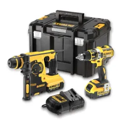 Комплект DeWALT акумулаторни инструменти   с 2 батерии и зарядно, DCD790, DCH253, 18 V, 4 Ah DCK273M2T