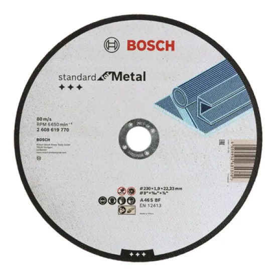 Диск карбофлексен за рязане Bosch на метал   230 мм, 22.23 мм, 1.9 мм Standard for Metal