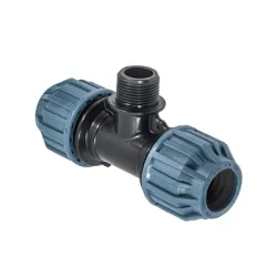 Тройник полипропилен PP Elysee бърза връзка за PE тръби външна резба  ф 25 мм x 3/4, 10 bar, 363A