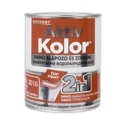 Боя акрилна Kittfort 2 в 1 на водна основа  0.75 л, червена, RAL 3016, Aktiv Kolor